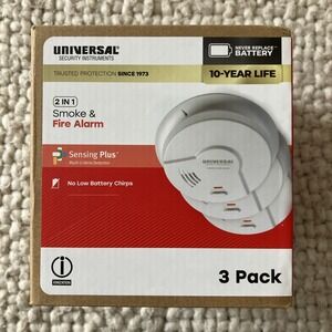 Universal Security Instruments 2-in-1 Smoke & Fire Alarm 3-Pack 10-Year Battery